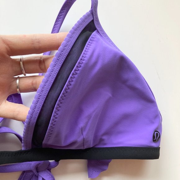 LULULEMON Beach Break Power Purple Black Halter Tie Triangle Bikini Top - Picture 4 of 12